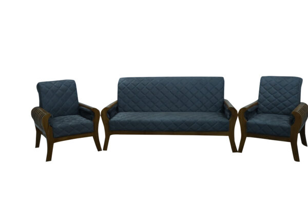 Blue Quilted Sofa and Chair Set