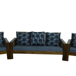 Rustic Farmhouse 3-Piece Living Room Set - Wood Sofa & Floral Chairs